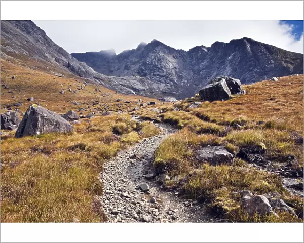 Footpath leading up to Ciore Lagan and Sgurr Sgumain, above Glenbrittle. Cuillin Hills  /  Mts