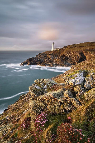 RF - Trevose Head and lighthouse in late evening light during spring. North Cornwall, UK. May. (This image may be licensed either as rights managed or royalty free)