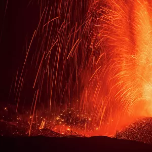 Close up lava from volcanic eruption, Cumbre Vieja Volcano, La Palma, Canary Islands. September 2021