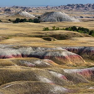 Prairie and eroded formaions at Sage Creek Basin, Badlands National Park, South Dakota