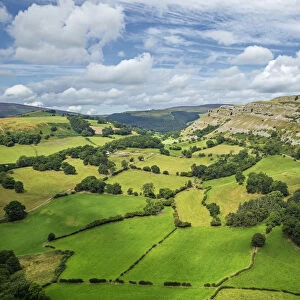 View looking north from Castell Dinas Bran towards the limestone layers of the Eglwyseg