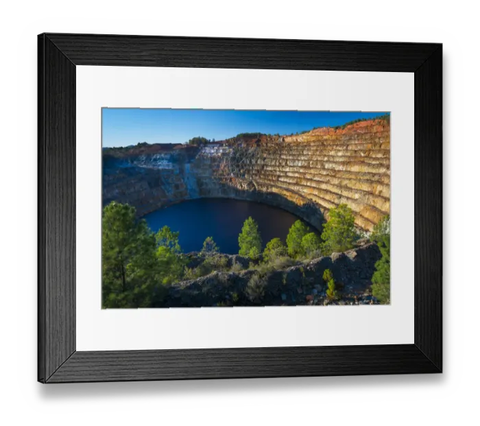 Framed Print : Opencast mine, Rio Tinto - Red River, Sierra Morena, Gulf of Cdiz, Huelva, Andalucia, Spain Framed Print : Opencast mine, Rio Tinto - Red River, Sierra Morena, Gulf of Cdiz, Huelva, Andalucia, Spain