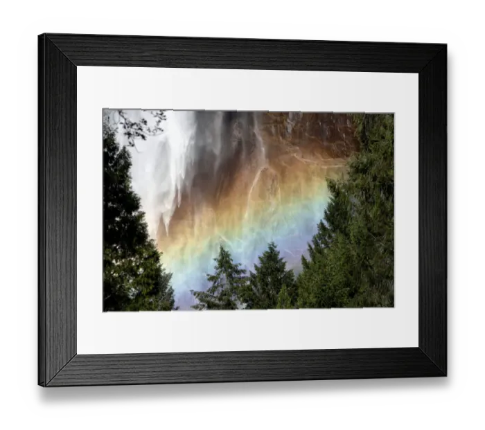 Framed Print : Sunlight creating a rainbow in the spray of the Bridalveil Falls, Yosemite National Park Framed Print : Sunlight creating a rainbow in the spray of the Bridalveil Falls, Yosemite National Park