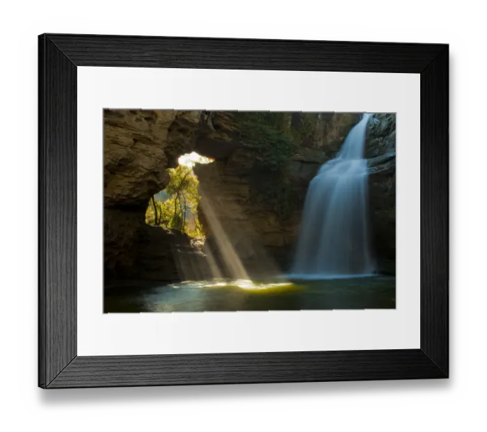 Framed Print : Limestone cave and waterfall, The Foradada, Cantonigrs, Catalonia, Spain, February 2010 Framed Print : Limestone cave and waterfall, The Foradada, Cantonigrs, Catalonia, Spain, February 2010