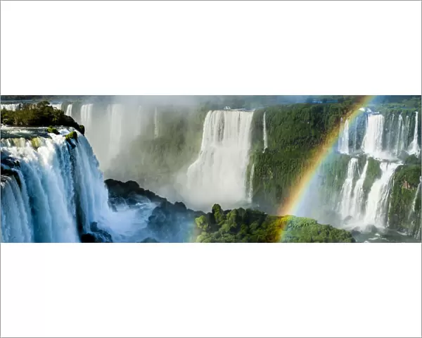 Rainbow over Iguasu Falls, on the Iguasu River, Brazil  /  Argentina border. Photographed