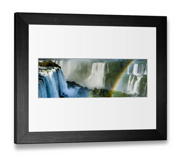Framed Print : Rainbow over Iguasu Falls, on the Iguasu River, Brazil / Argentina border. Photographed Framed Print : Rainbow over Iguasu Falls, on the Iguasu River, Brazil / Argentina border. Photographed