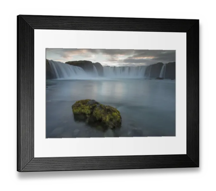 Framed Print : Godafoss waterfall at sunset, Myvatn, Iceland, September 2013 Framed Print : Godafoss waterfall at sunset, Myvatn, Iceland, September 2013