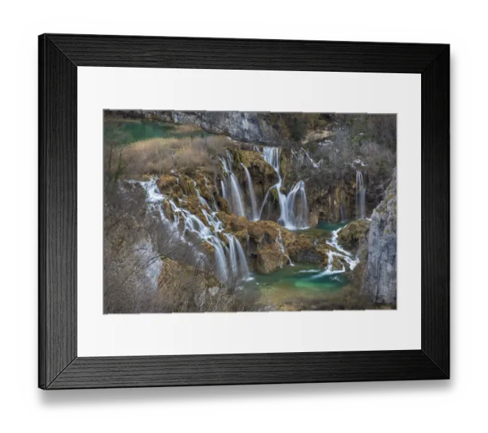 Framed Print : Series of waterfalls known as Sastavci that cascade between mountain lakes Framed Print : Series of waterfalls known as Sastavci that cascade between mountain lakes