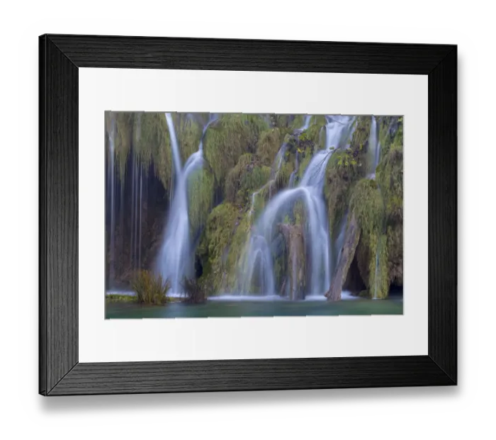 Framed Print : Water cascading over naturally formed tufa dam Framed Print : Water cascading over naturally formed tufa dam