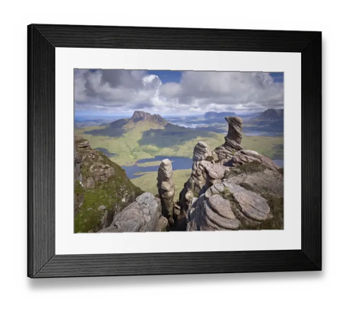 Framed Print : View from summit of Sgorr Tuath, sandstone pinnacles, Assynt mountains, Highland Framed Print : View from summit of Sgorr Tuath, sandstone pinnacles, Assynt mountains, Highland