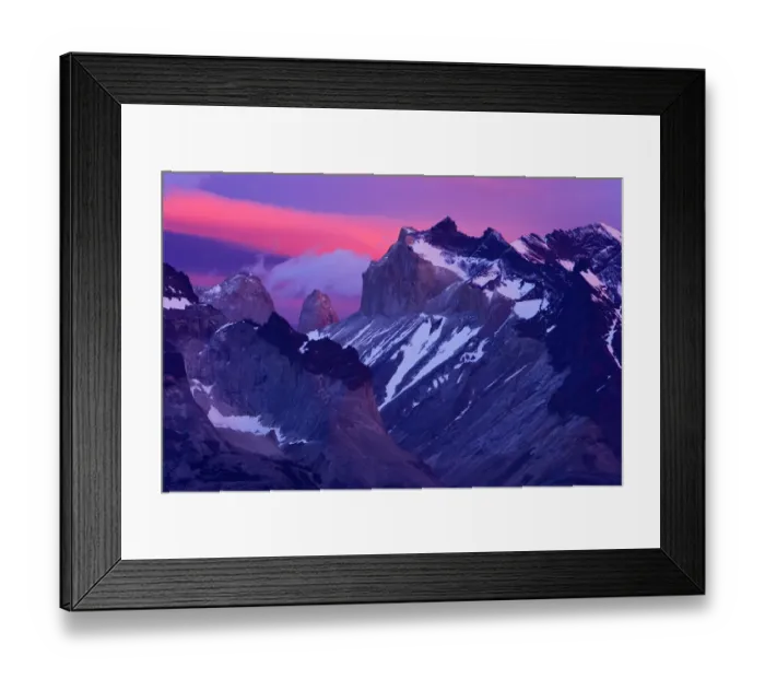 Framed Print : Paine mountains at dawn seen from Pehoe lake, Torres del Paine National Park, Patagonia Framed Print : Paine mountains at dawn seen from Pehoe lake, Torres del Paine National Park, Patagonia