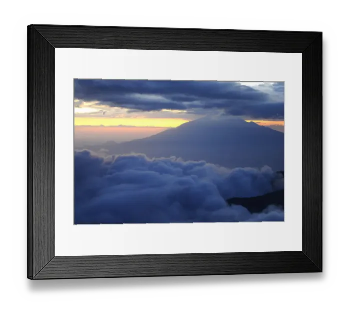 Framed Print : Dusk and clouds on Mount Kilimanjaro with Mount Meru in background (4566m), both volcanos Framed Print : Dusk and clouds on Mount Kilimanjaro with Mount Meru in background (4566m), both volcanos