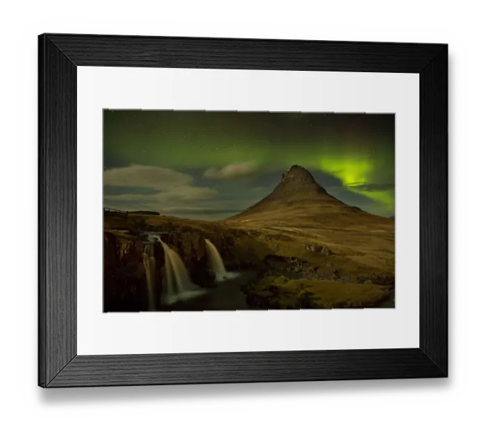Framed Print : Aurora Borealis display over mountains at night, West Icelend, January 2013 Framed Print : Aurora Borealis display over mountains at night, West Icelend, January 2013