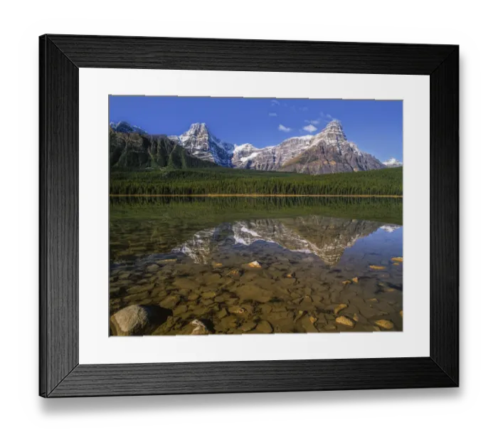 Framed Print : Canadian Rockies reflected in lake, Banff National Park, Alberta, Canada