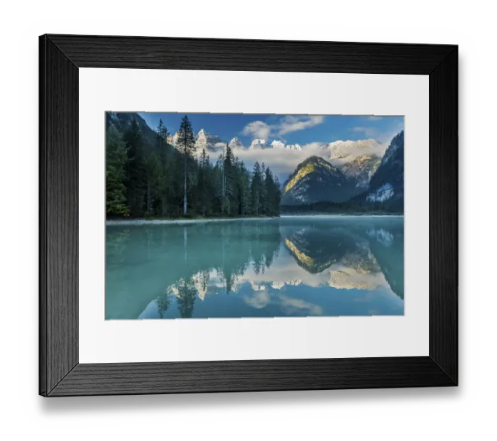 Framed Print : Lago di Landro at dawn, Dolomite Mountains, Sud Tirol / Alto Adige, Italy Framed Print : Lago di Landro at dawn, Dolomite Mountains, Sud Tirol / Alto Adige, Italy
