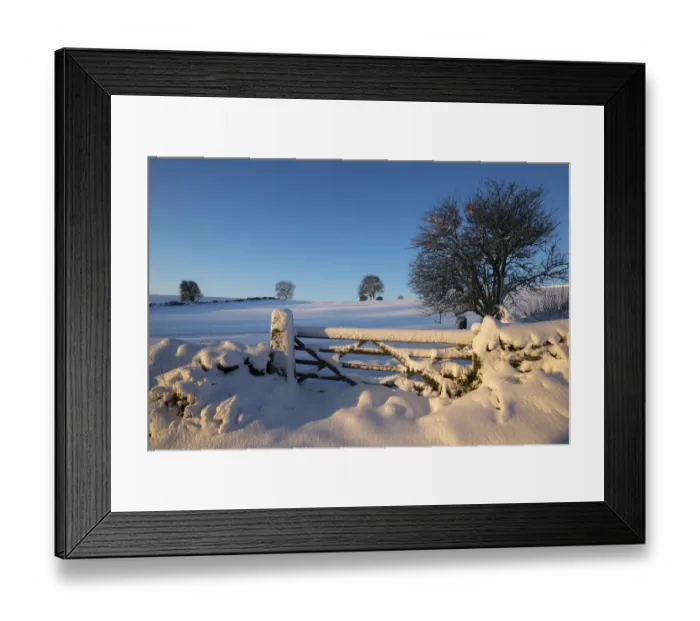 Framed Print : Winter scene with gate near Bonsall, Peak District National Park, Derbyshire Framed Print : Winter scene with gate near Bonsall, Peak District National Park, Derbyshire