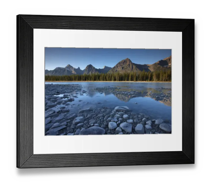 Framed Print : The Athabasca River with Mt Fryatt and Brussels Peak at dawn, Jasper National Park, Alberta, Canada Framed Print : The Athabasca River with Mt Fryatt and Brussels Peak at dawn, Jasper National Park, Alberta, Canada