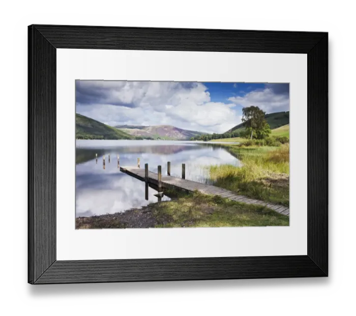 Framed Print : Jetty extending out into St Marys Loch, Scottish Borders, Scotland, September 2011 Framed Print : Jetty extending out into St Marys Loch, Scottish Borders, Scotland, September 2011