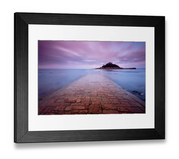 Framed Print : Scenic view of St Michaels Mount from the causeway, in early morning light, Marazion Framed Print : Scenic view of St Michaels Mount from the causeway, in early morning light, Marazion