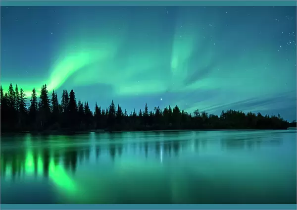 Aurora Borealis (Northern Lights) over the Klondike River, Yukon Territories, Canada, September 2013