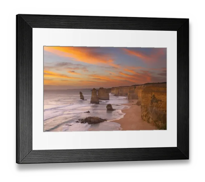 Framed Print : Eroded coastline of the Twelve Apostles at dusk, Port Campbell National Park, Great Ocean Road Framed Print : Eroded coastline of the Twelve Apostles at dusk, Port Campbell National Park, Great Ocean Road
