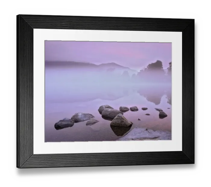 Framed Print : Mist over Coniston Water before dawn. Lake District, Cumbria, England Framed Print : Mist over Coniston Water before dawn. Lake District, Cumbria, England
