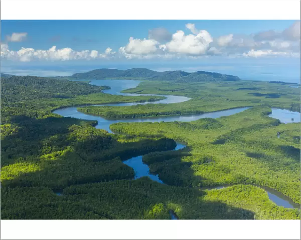 Aerial view of Delta Sierpe River Terraba, Corcovado National Park, Osa Peninsula