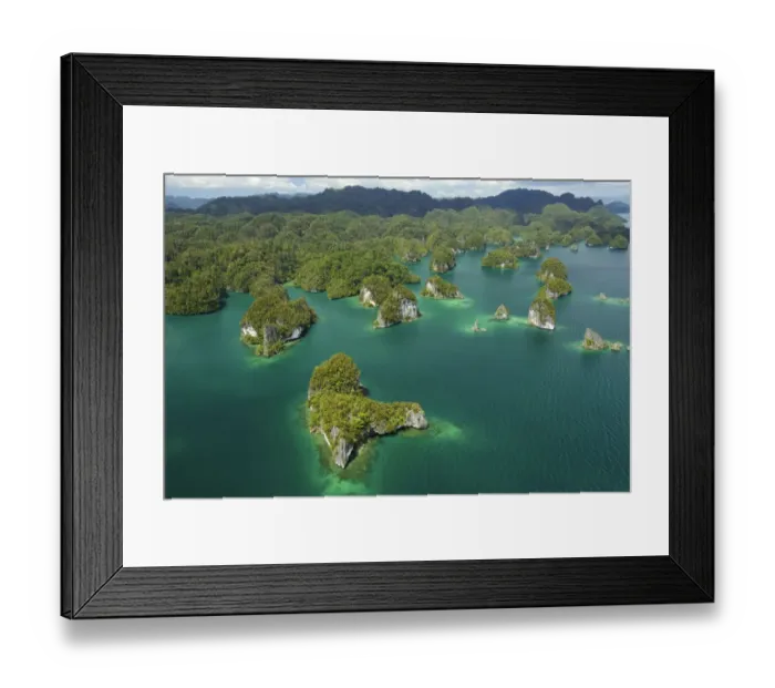 Framed Print : Limestone Islands in the Northern part of Kabui Bay. Waigeo Island at the top, Raja Ampat Islands Framed Print : Limestone Islands in the Northern part of Kabui Bay. Waigeo Island at the top, Raja Ampat Islands