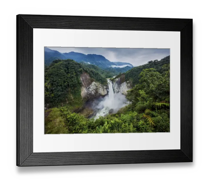 Framed Print : The San Rafael waterfall, the biggest falls in Ecuador, located on the boundary of Framed Print : The San Rafael waterfall, the biggest falls in Ecuador, located on the boundary of