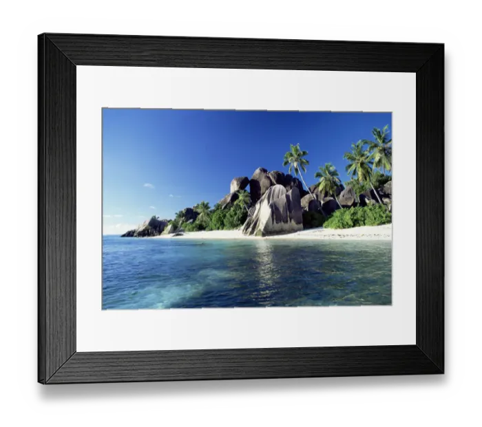 Framed Print : Granite outcrop, Source d argent beach, La Digue, Seychelles. Coastal landscape Framed Print : Granite outcrop, Source d argent beach, La Digue, Seychelles. Coastal landscape