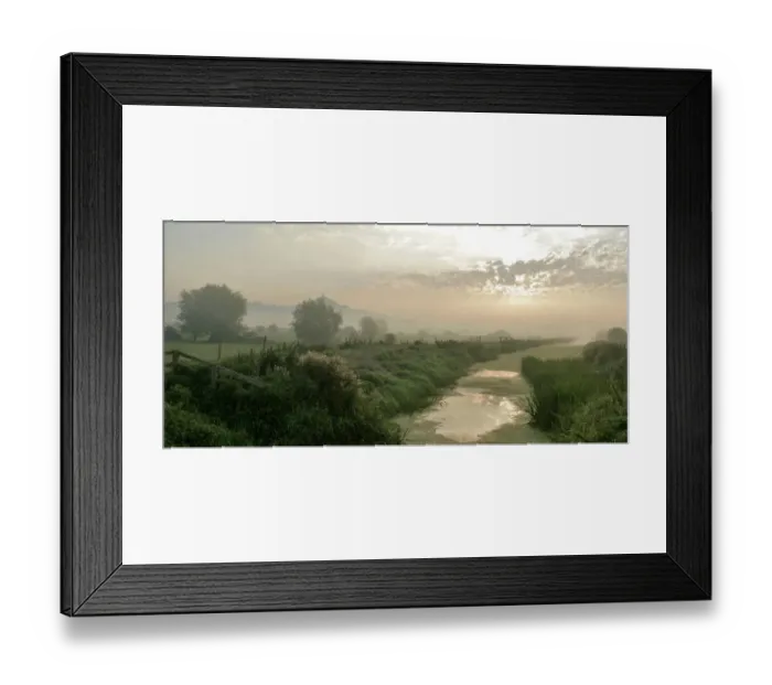 Framed Print : Glastonbury Tor, distant at misty early morning, with River Brue and meadows of the Somerset Levels Framed Print : Glastonbury Tor, distant at misty early morning, with River Brue and meadows of the Somerset Levels