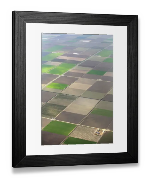 Framed Print : Aerial view of cultivated farmland in strips, Seville, Spain Framed Print : Aerial view of cultivated farmland in strips, Seville, Spain