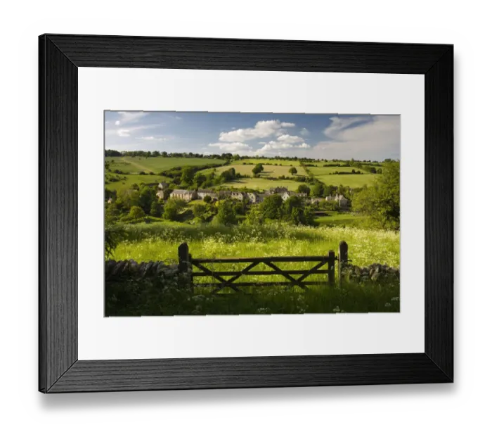 Framed Print : Gate into field looking towards Naunton, The Cotswolds, Gloucestershire Framed Print : Gate into field looking towards Naunton, The Cotswolds, Gloucestershire