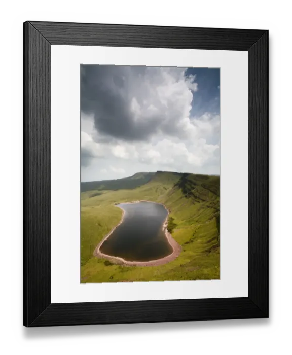 Framed Print : Llyn y Fan Fach, a glacial cirque, beneath Black Mountain in the Brecon Beacons National Park