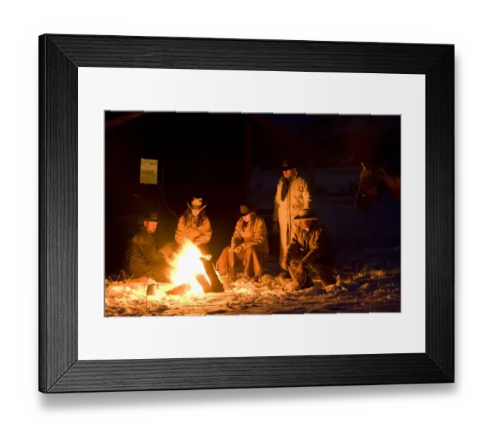 Framed Print : Cowboys sitting round camp fire, Flitner Ranch, Shell, Wyoming, USA Model released Framed Print : Cowboys sitting round camp fire, Flitner Ranch, Shell, Wyoming, USA Model released