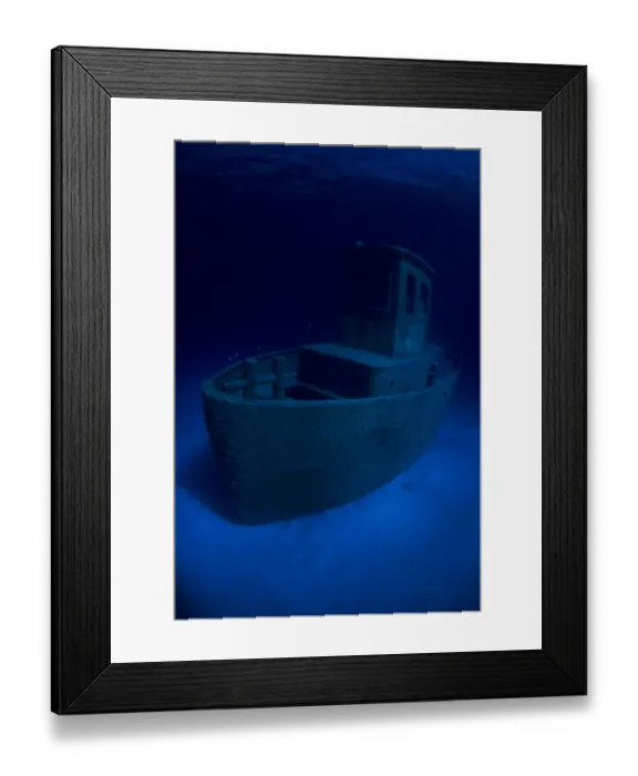 Framed Print : Wreck of tugboat Blue Plunder at night off Nassau, Bahamas Framed Print : Wreck of tugboat Blue Plunder at night off Nassau, Bahamas