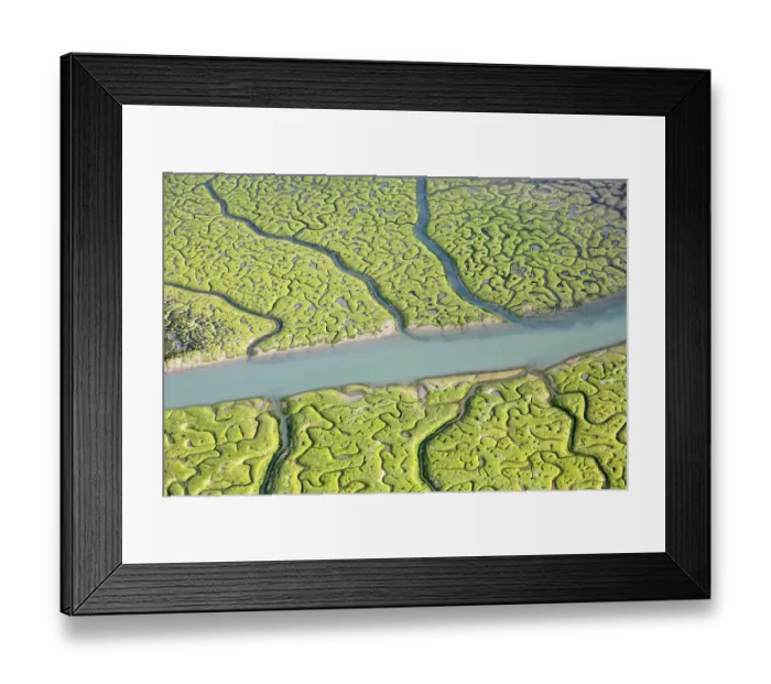 Framed Print : Aerial view of the Bay of Cadiz delta, Sancti Petri, Cdiz, Spain Framed Print : Aerial view of the Bay of Cadiz delta, Sancti Petri, Cdiz, Spain