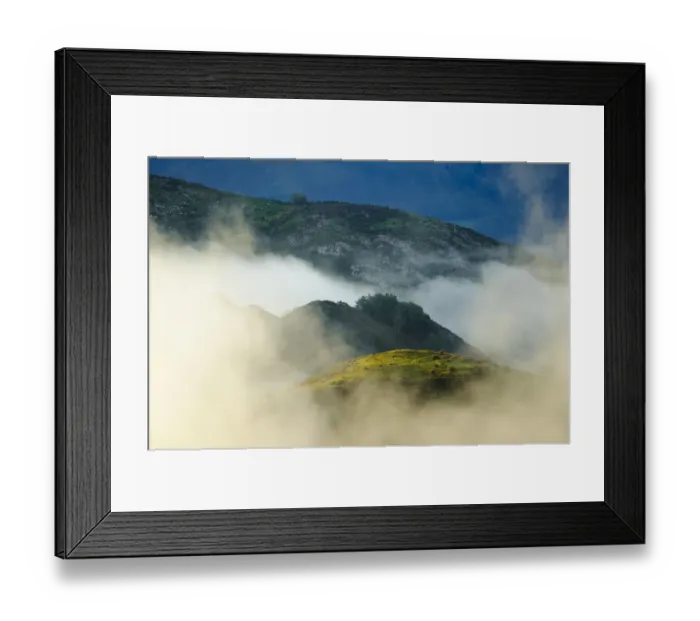Framed Print : Fog between the mountains. Lagos de Covadonga (Covadonga Lakes) in Picos de Europa National Park Framed Print : Fog between the mountains. Lagos de Covadonga (Covadonga Lakes) in Picos de Europa National Park