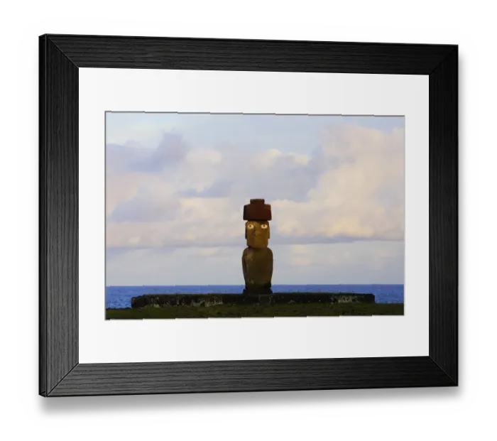 Framed Print : Silhouette of Moai statue at dawn in Ahu Ko Te Riku, restored archaeological site of Ahu Tahai Framed Print : Silhouette of Moai statue at dawn in Ahu Ko Te Riku, restored archaeological site of Ahu Tahai