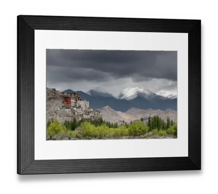 Framed Print : Spituk Gompa seen from the left bank of the Indus river, Leh region, Ladakh, India