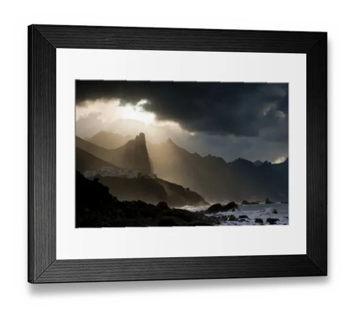 Framed Print : Dramatic light on Benijo Beach. Anaga Peninsula, Tenerife, Canary Islands, February 2011 Framed Print : Dramatic light on Benijo Beach. Anaga Peninsula, Tenerife, Canary Islands, February 2011