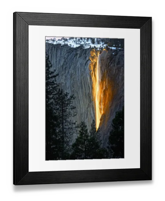 Framed Print : The snow at Horsetail Falls begins to melt in mid-February, enabling the falls Framed Print : The snow at Horsetail Falls begins to melt in mid-February, enabling the falls