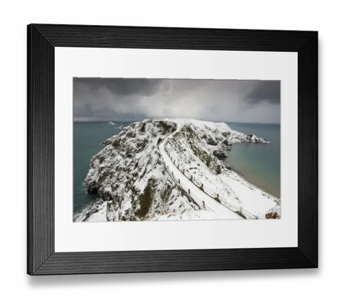 Framed Print : The isthmus between Greater and Little Sark, bound in snow Framed Print : The isthmus between Greater and Little Sark, bound in snow