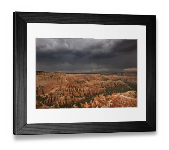 Framed Print : A thunderstorm drops heavy rain over the hoodoo sandstone formations. Bryce Canyon National Park Framed Print : A thunderstorm drops heavy rain over the hoodoo sandstone formations. Bryce Canyon National Park