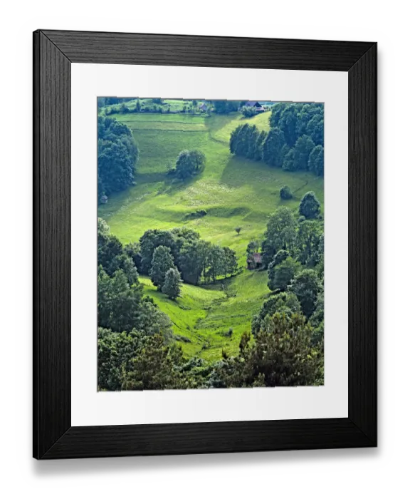 Framed Print : A small valley in Alsace seen from a high angle. France Framed Print : A small valley in Alsace seen from a high angle. France