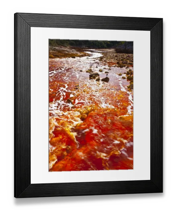 Framed Print : Red waters of the Rio Tinto, coloured by dissolved minerals, primarily iron. Andalusia Framed Print : Red waters of the Rio Tinto, coloured by dissolved minerals, primarily iron. Andalusia