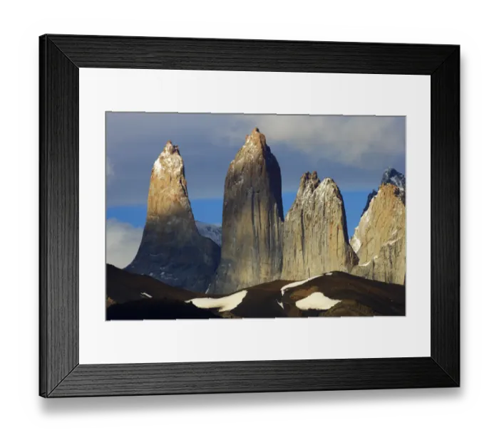 Framed Print : Torres del Paine rock towers, Torres del Paine National Park, Patagonia, Chile Framed Print : Torres del Paine rock towers, Torres del Paine National Park, Patagonia, Chile