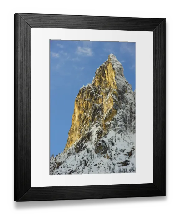 Framed Print : Liberty Bell Mountain at Washington Pass in the North Cascades, in winter, Okanogan National Forest