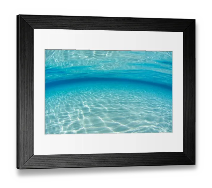 Framed Print : Underwater scene where light and water interplay on a shallow sand bank, Grand Cayman
