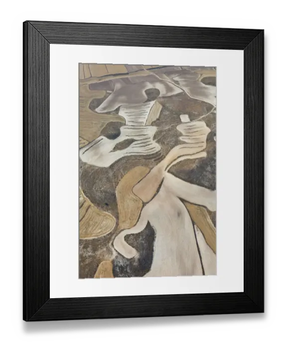 Framed Print : Aerial view of patterns created by agricultural work on land, Los Monegros, Zaragoza Province Framed Print : Aerial view of patterns created by agricultural work on land, Los Monegros, Zaragoza Province
